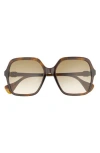 Gucci 56mm Rectangular Sunglasses In Brown