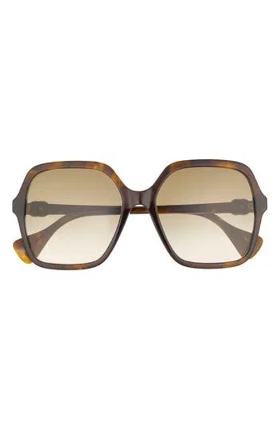 Gucci 56mm Rectangular Sunglasses In Brown