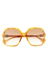 Gucci 56mm Rectangular Sunglasses In Havana Havana Brown