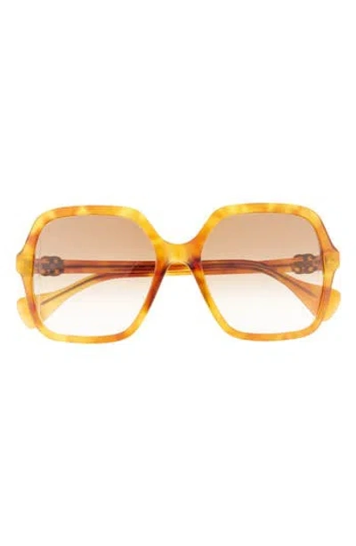 Gucci 56mm Rectangular Sunglasses In Havana Havana Brown