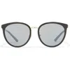 Gucci 56mm Round Sunglasses In Black Gold Silver