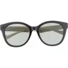 Gucci 56mm Round Sunglasses In Black White Grey