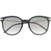 Gucci 56mm Square Sunglasses In Black Gold Grey