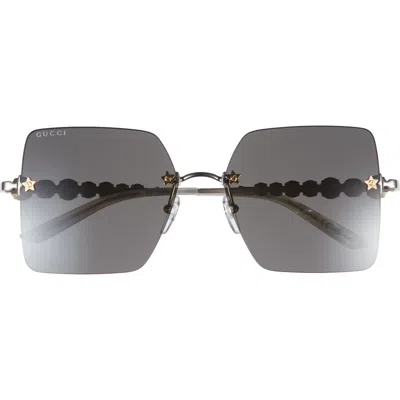 Gucci 56mm Square Sunglasses In Silver Silver Grey