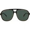 Gucci 57mm Aviator Sunglasses In Black Green