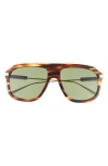 Gucci Brown Tortoiseshell Square Frame Sunglasses In Havana Gold Green
