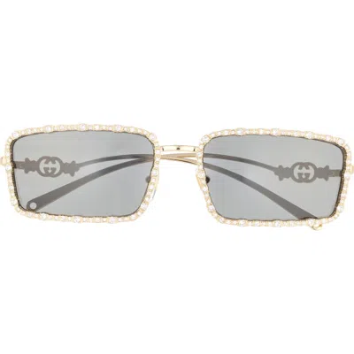 Gucci 58mm Rectangular Sunglasses In Gold