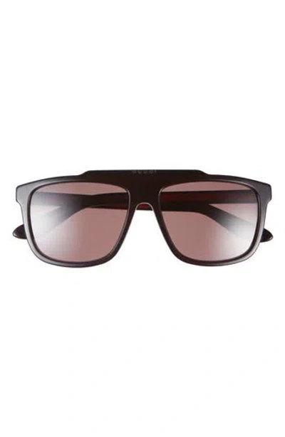 Gucci 58mm Shield Sunglasses In Gold