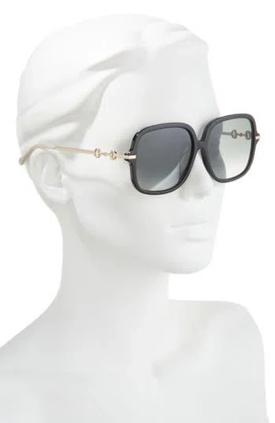 Gucci 58mm Square Sunglasses In Black Gold Grey