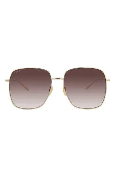 Gucci 59mm Oversize Square Sunglasses In Gold Gold Red