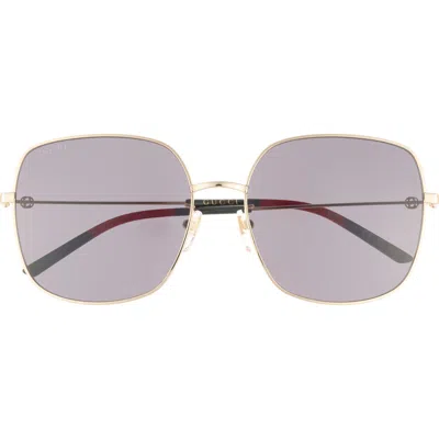 Gucci 59mm Square Sunglasses In Gold Gold Grey