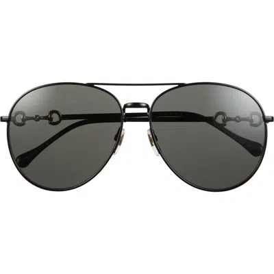 Gucci 60mm Aviator Sunglasses In Black
