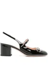 Gucci Lady Patent Bit Slingback Pumps In 黑色