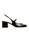Gucci Lady Patent Bit Slingback Pumps In Black