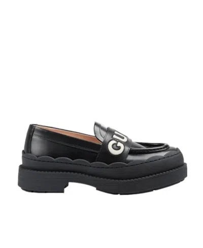 Gucci 60mm Logo-embossed Leather Loafers In Black
