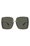 Gucci 60mm Oversize Butterfly Sunglasses In Grey Gold Grey