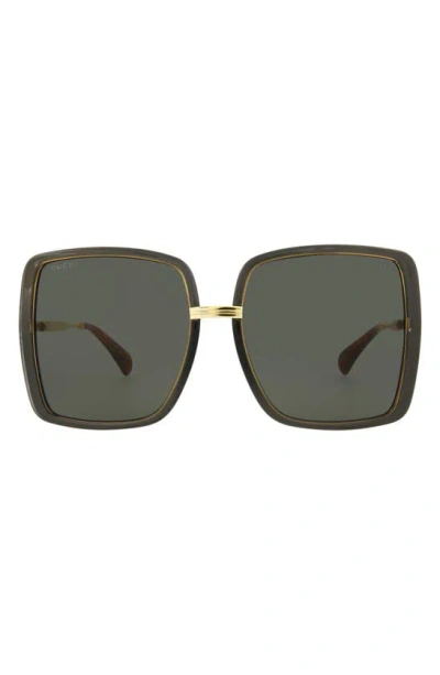 Gucci 60mm Oversize Butterfly Sunglasses In Grey Gold Grey