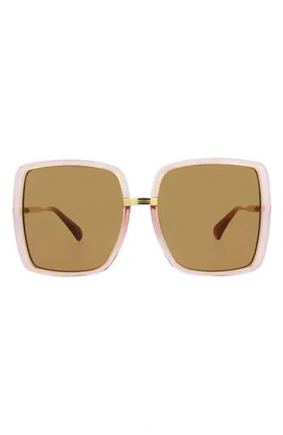 Gucci 60mm Oversize Butterfly Sunglasses In Pink Gold Brown
