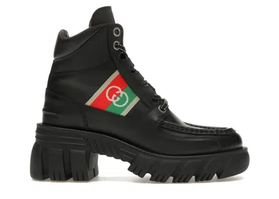 Pre-owned Gucci 60mm Romance Leather Combat Boot (women's) Sneakers In Black