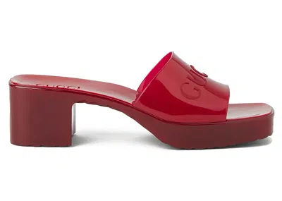 Pre-owned Gucci 60mm Slide Sandal Rubber (women's) Sneakers In Red