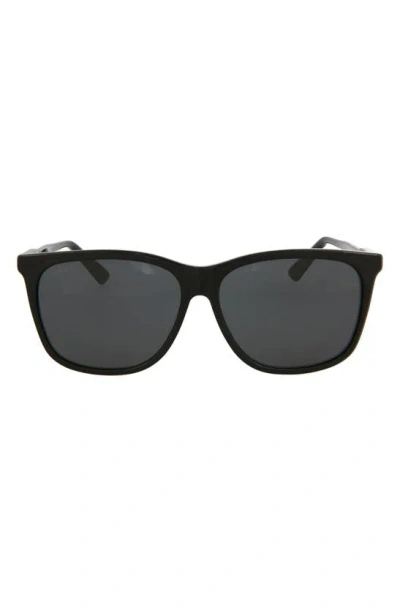 Gucci 60mm Square Rectangle Sunglasses In Black Black Grey