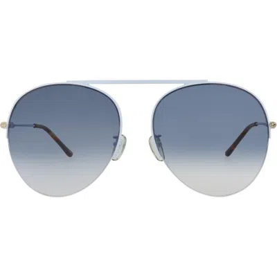 Gucci 61mm Aviator Sunglasses In Light Blue Light Blue Blue