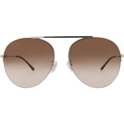 Gucci 61mm Aviator Sunglasses In Silver Silver Brown