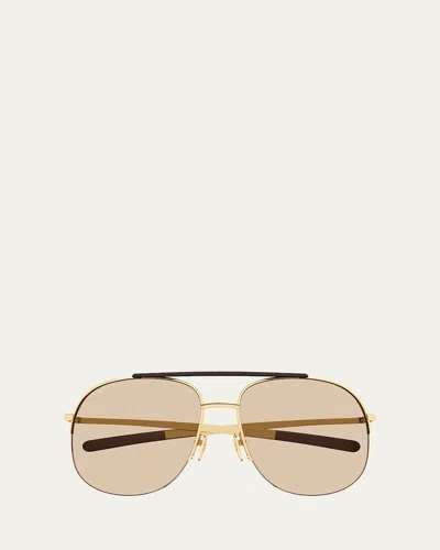 Gucci 61mm Metal Aviator Sunglasses In Burgundy
