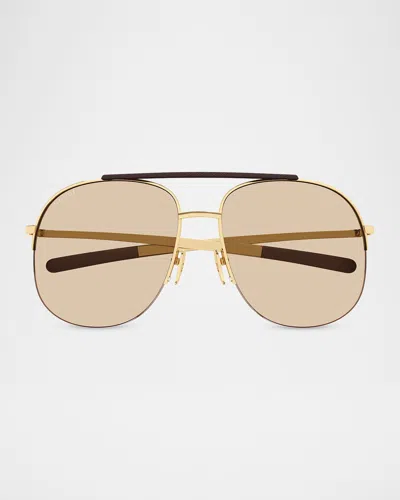 Gucci 61mm Metal Aviator Sunglasses In Orange
