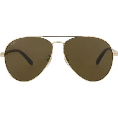 Gucci 61mm Navigator Sunglasses In Brown