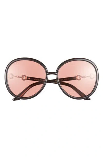 Gucci 61mm Oval Sunglasses In Black Orange