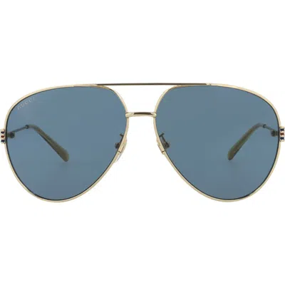 Gucci 62mm Aviator Sunglasses In Blue
