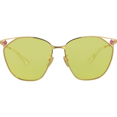 Gucci 62mm Novelty Round Sunglasses In Gold Gold Yellow
