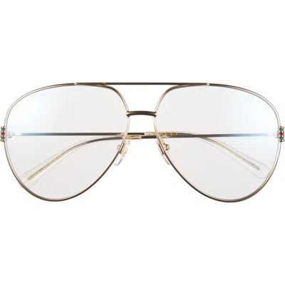 Gucci 62mm Pilot Sunglasses In Metallic