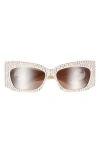 Gucci 62mm Rectangular Sunglasses In Neutral