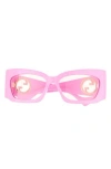 Gucci 62mm Rectangular Sunglasses In Pink