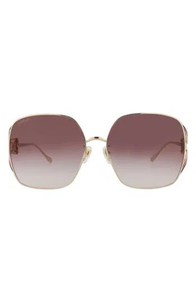 Gucci 63mm Oversized Sunglasses In Brown