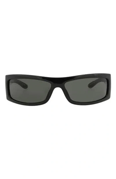 Gucci 64mm Wrap Sunglasses In Black