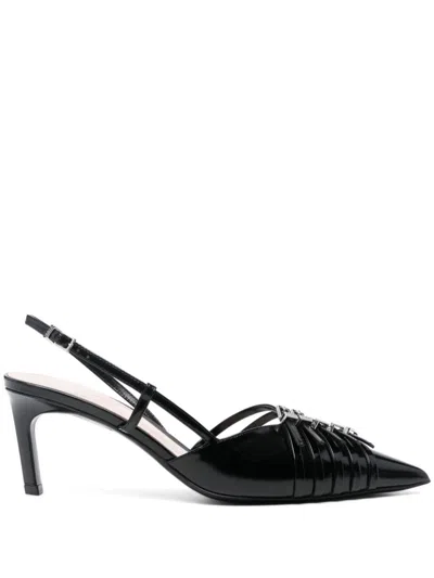 Gucci 65mm Seraphine Buckle Leather Pumps In Black