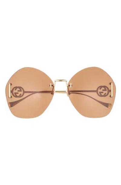 Gucci 65mm Oversize Oval Sunglasses In Purple