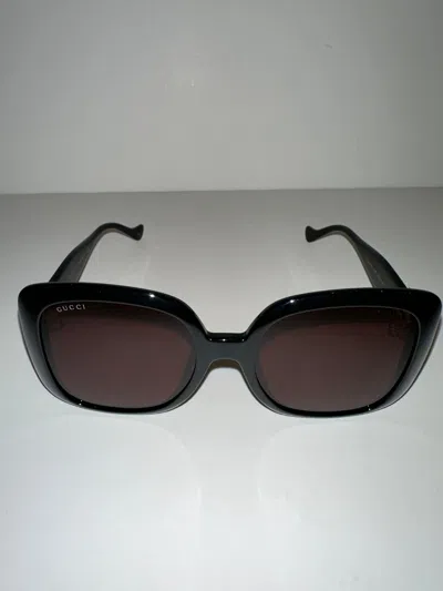 Pre-owned Gucci 681167 Bridge Fit Recrtangular Sunglasses With Brown Lens In Solid Brown Lens