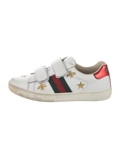 Pre-owned Gucci Babies' 6y Boys Leather Sneakers In White