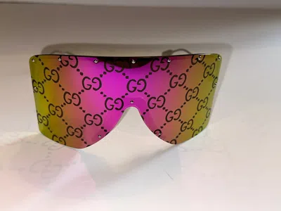 Pre-owned Gucci 705386 Mask Shaped Sunglasses With Brown And Pink Lens In Ssima Brown And Pink Lens