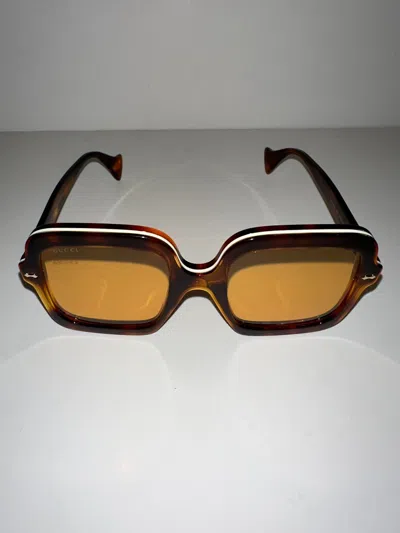 Pre-owned Gucci 706699 Square Frame Sunglasses Withdark Yellow Lens
