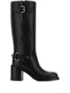 Gucci 70mm Buckle Leather Boots In Black