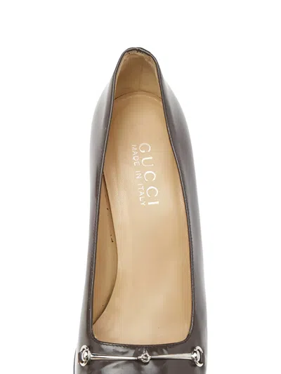 Pre-owned Gucci 70mm Horsebit Leather Pumps In Brown