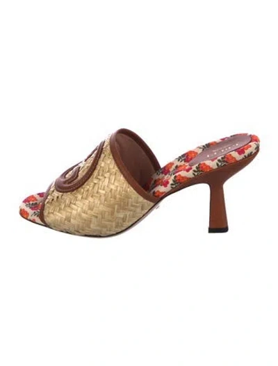 Pre-owned Gucci 749738 Interlocking G Logo Mules In Brown