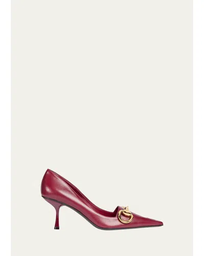 Gucci 75mm Boulevard Leather Pumps In 6151 Borde