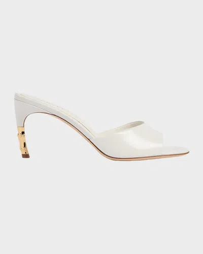 Gucci 75mm Castello Leather Mules In White