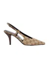 Gucci Womens Beige Ebony Monogram-canvas Demi Pumps In Brown